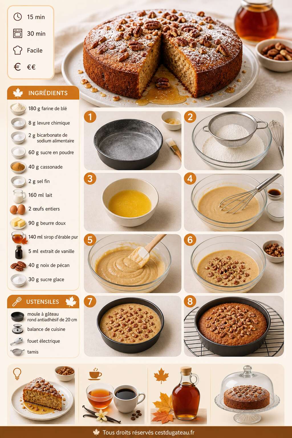 Fiche recette Recette g&acirc;teau &agrave; l'&eacute;rable : fondant et facile &agrave; pr&eacute;parer