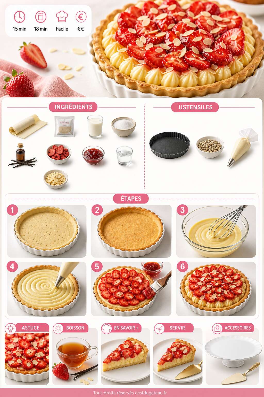 Fiche recette Recette facile et rapide de tarte aux fraises Fiche recette Recette facile et rapide de tarte aux fraises