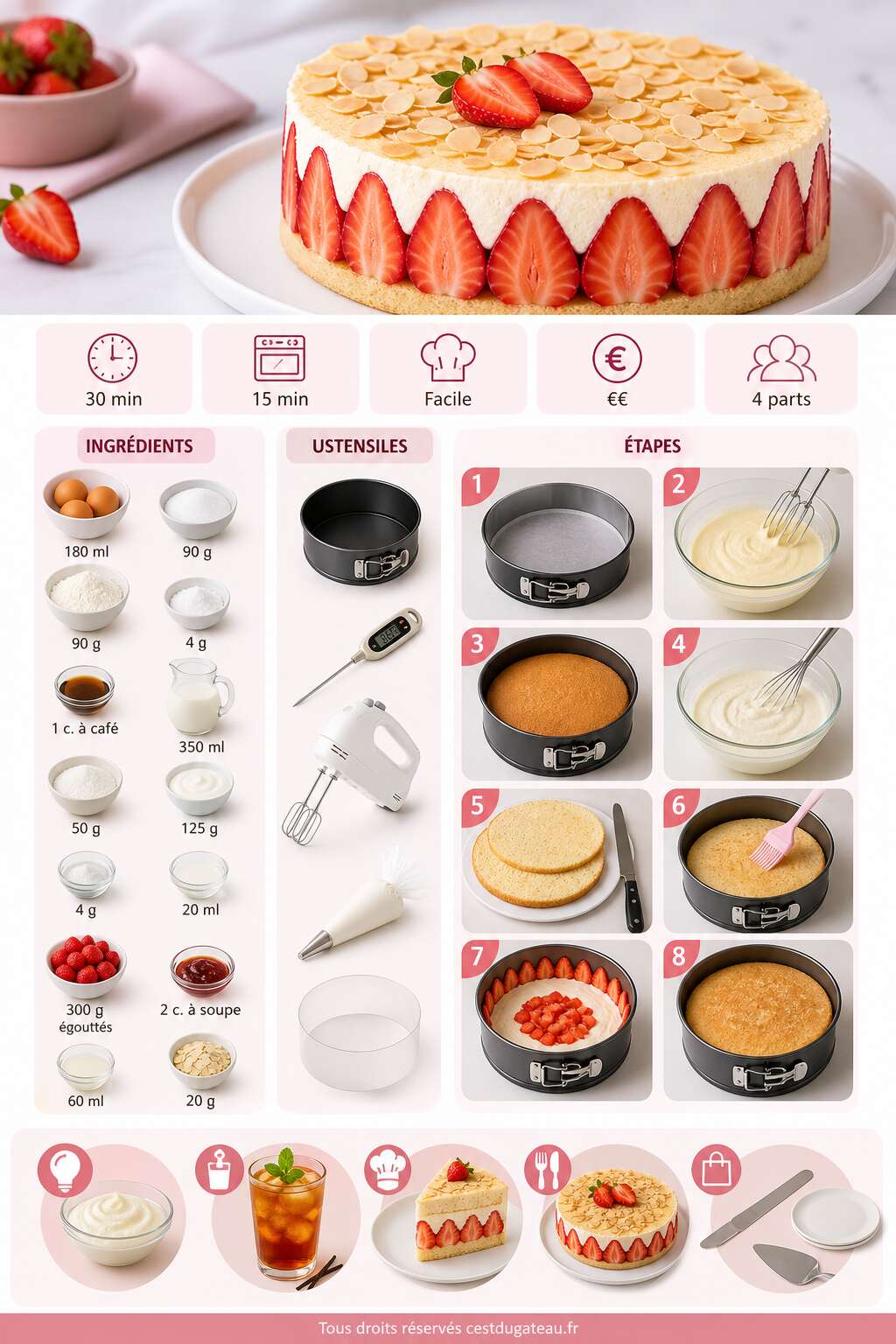 Fiche recette Recette du fraisier léger et facile Fiche recette Recette du fraisier léger et facile