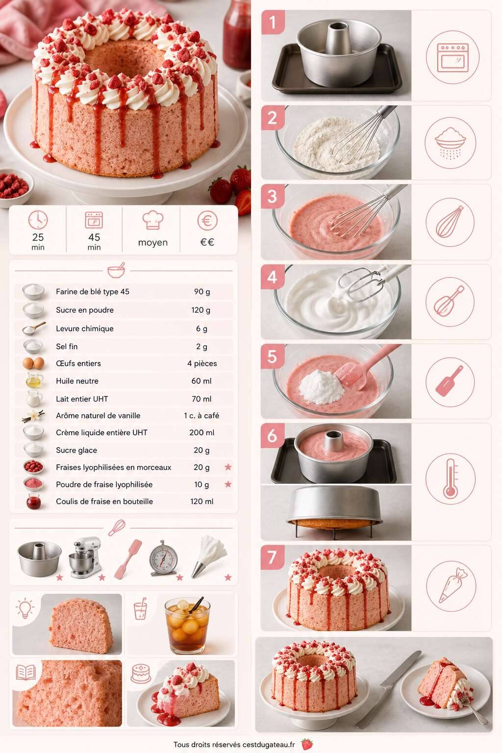 Fiche recette Recette du chiffon cake aux fraises