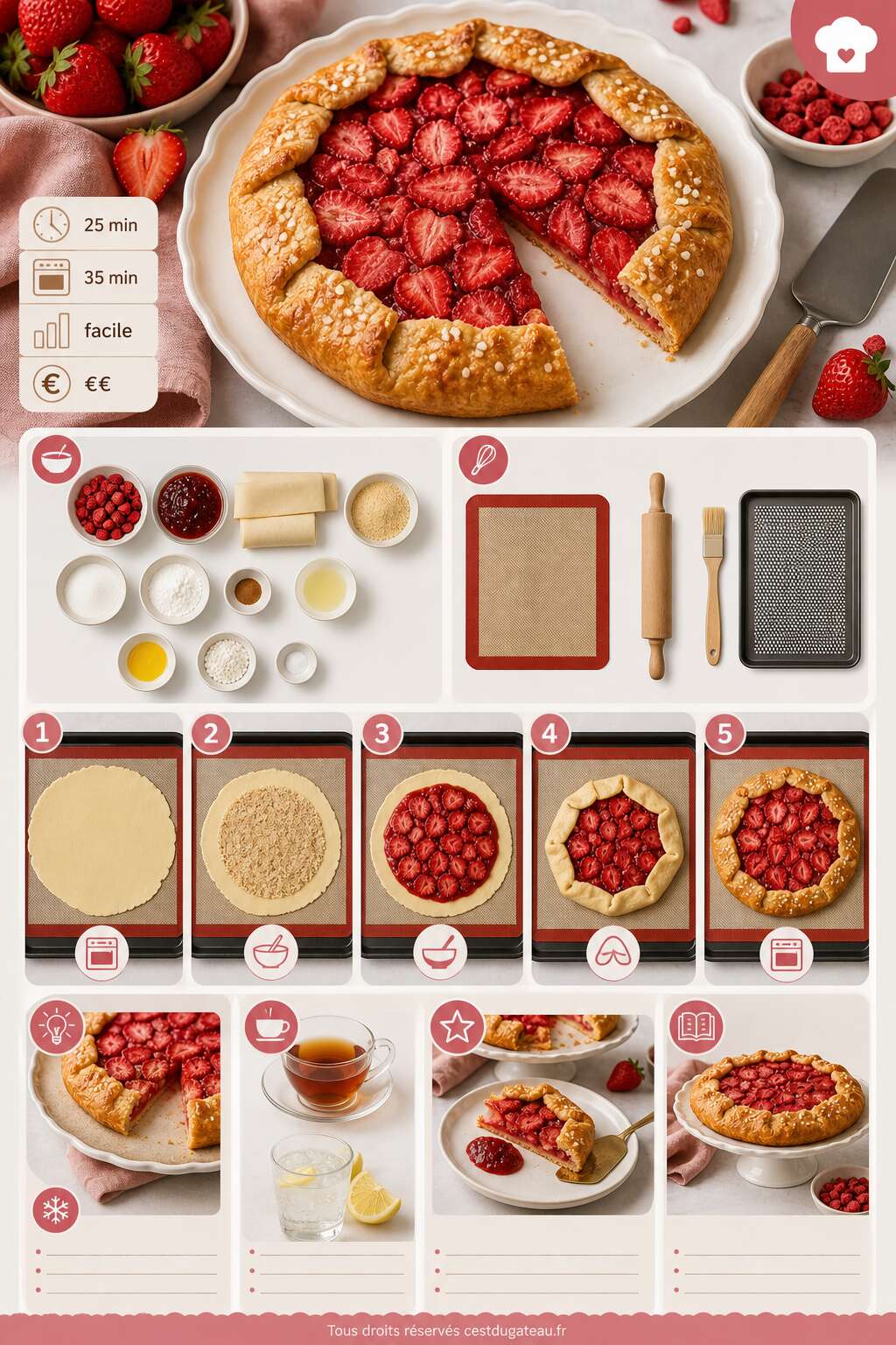 Fiche recette Recette de tarte rustique aux fraises