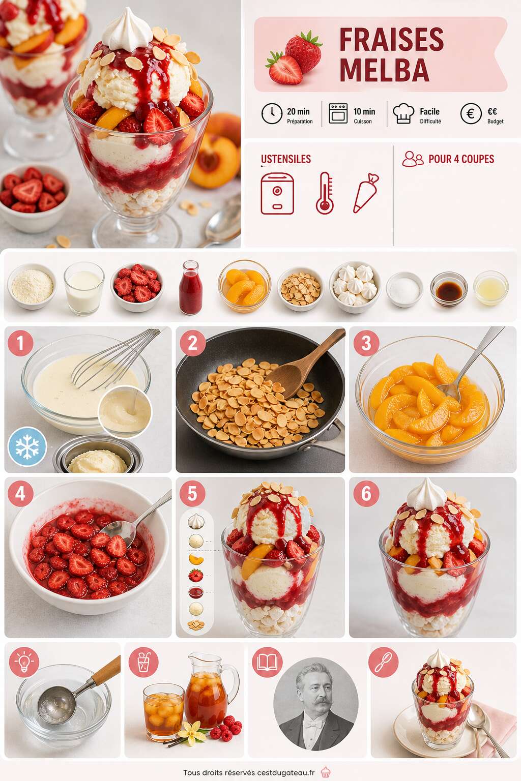 Fiche recette Recette des fraises Melba