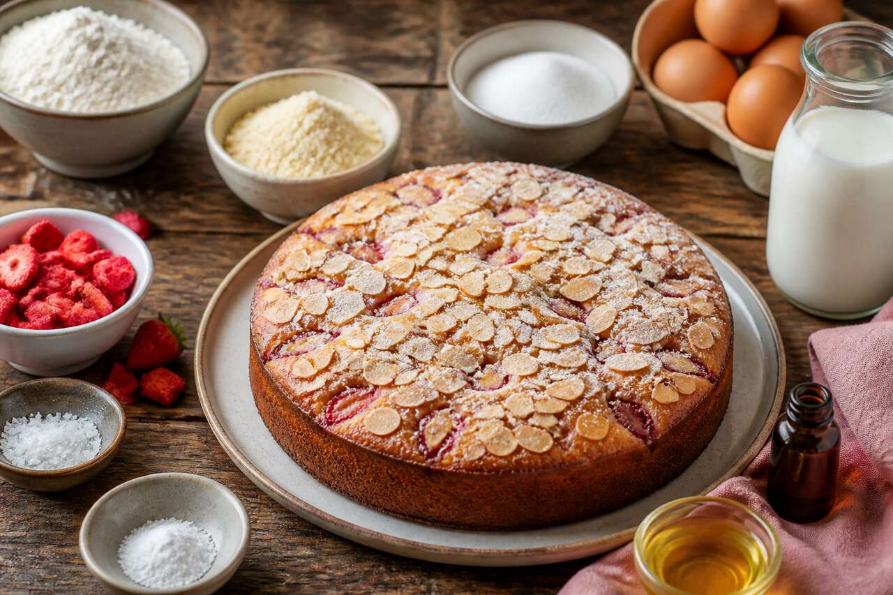 Recette du cake aux amandes et aux fraises