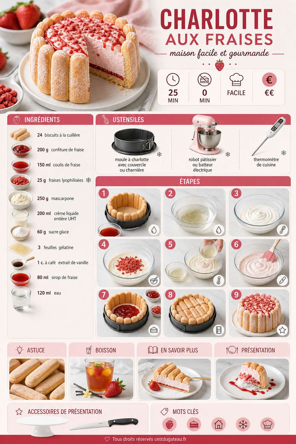 Fiche recette Recette de charlotte aux fraises maison facile et gourmande Fiche recette Recette de charlotte aux fraises maison facile et gourmande