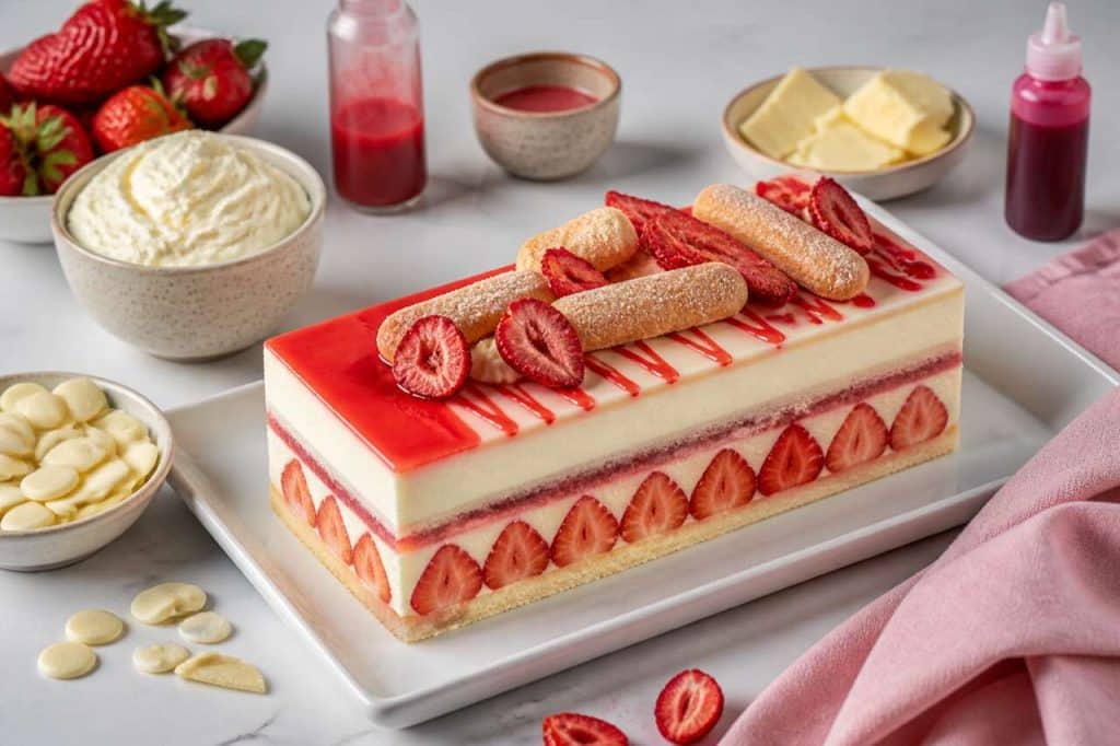 Recette d'entremets aux fraises et à la vanille