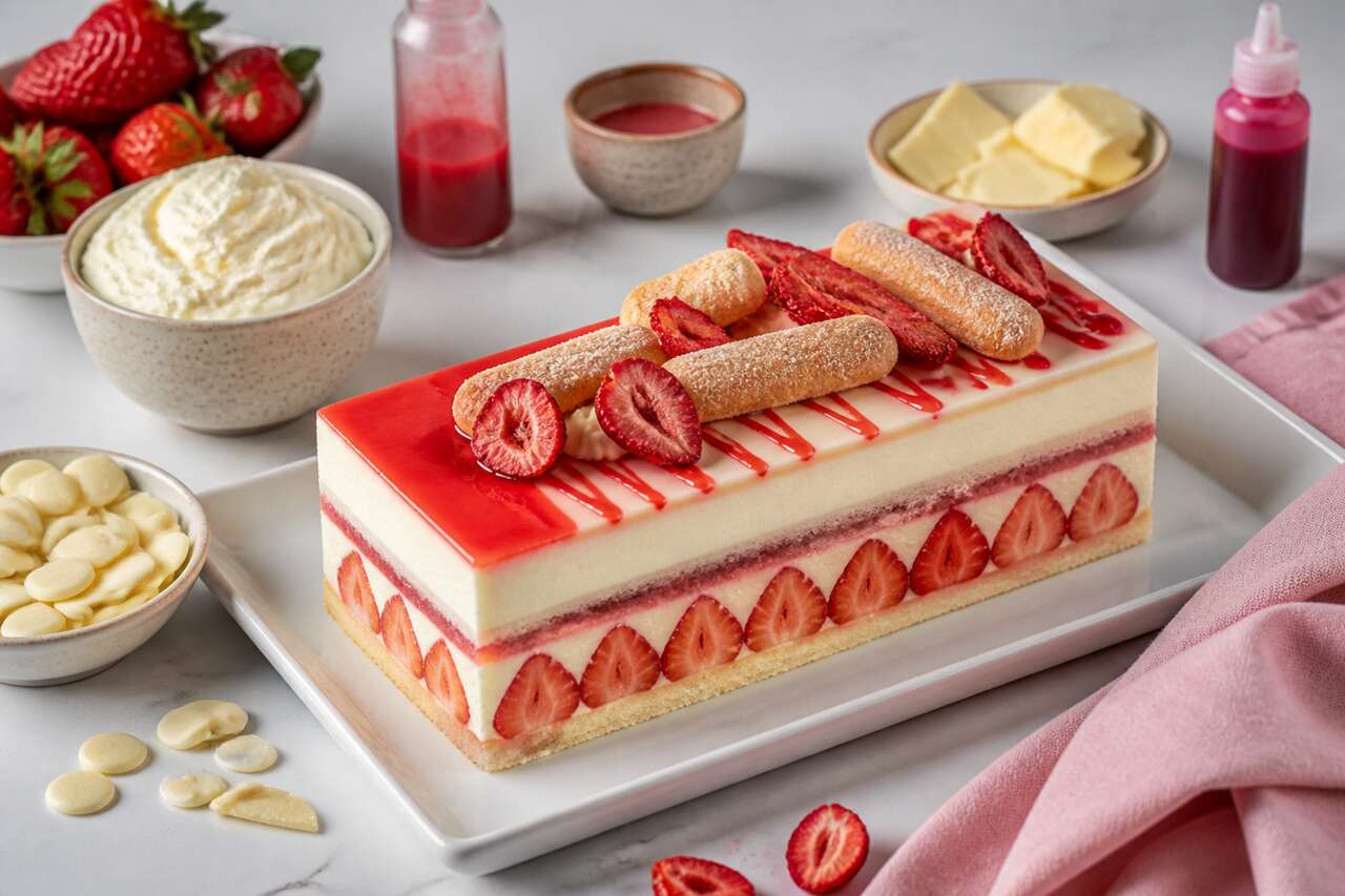 Recette d'entremets aux fraises et à la vanille