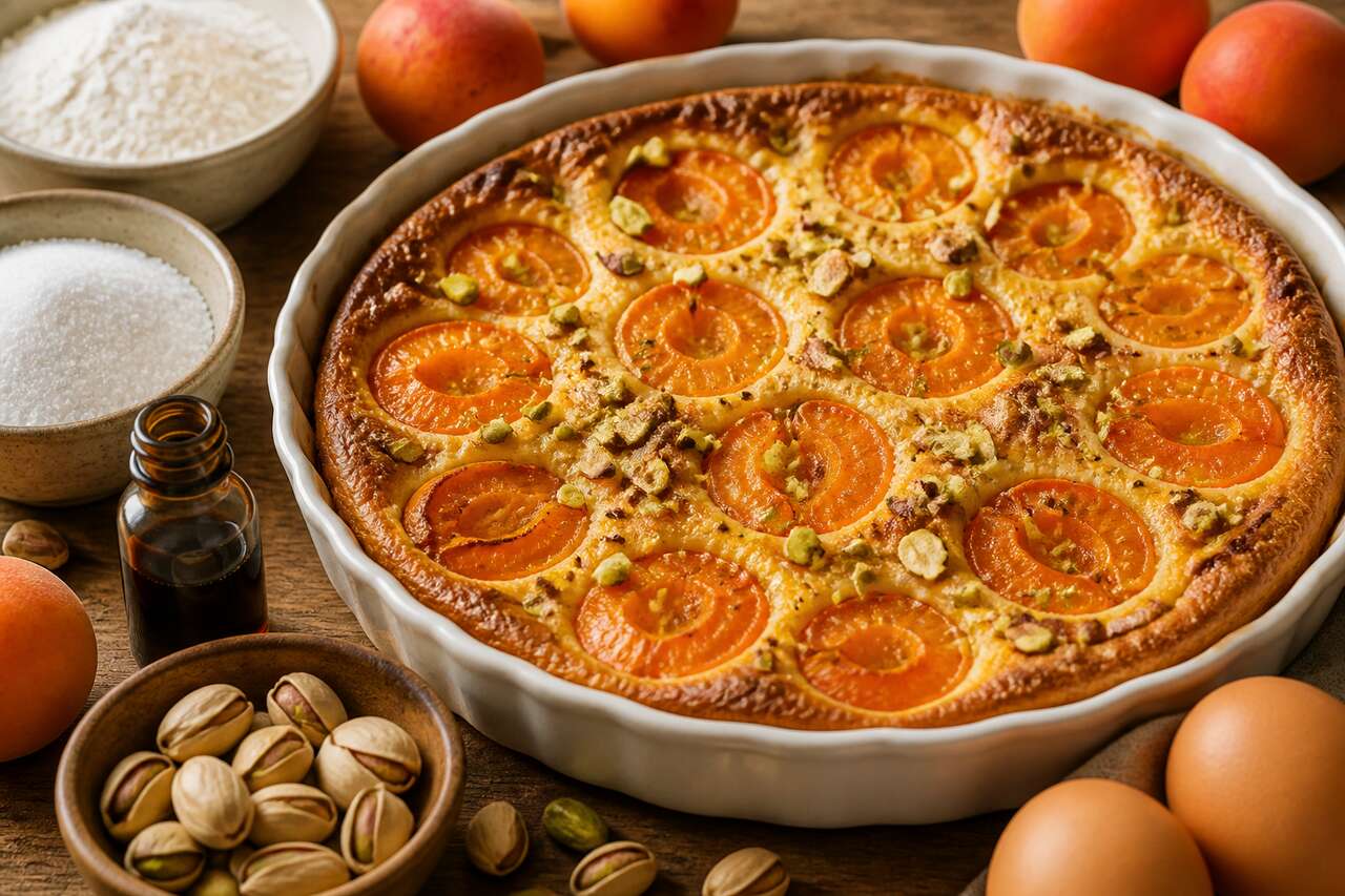 Recette du clafoutis aux abricots et à la pistache