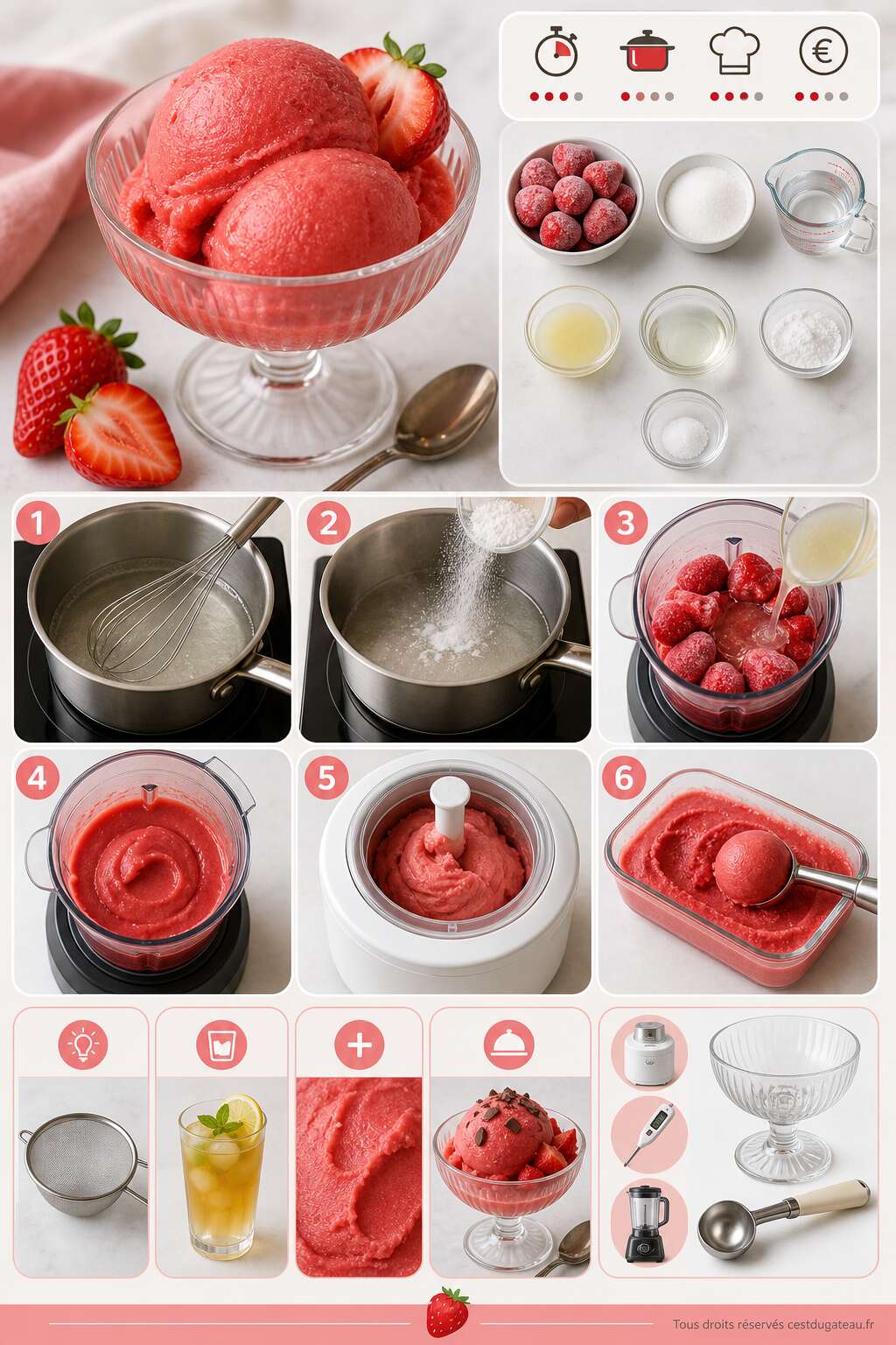 Fiche recette Recette de sorbet à la fraise maison Fiche recette Recette de sorbet à la fraise maison