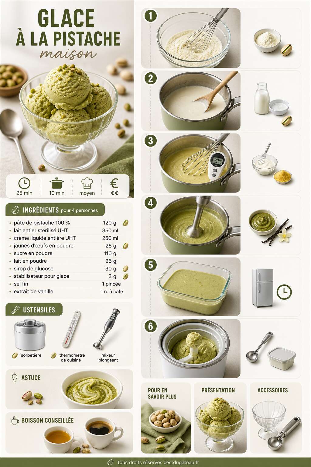 Fiche recette Recette de glace à la pistache maison Fiche recette Recette de glace à la pistache maison