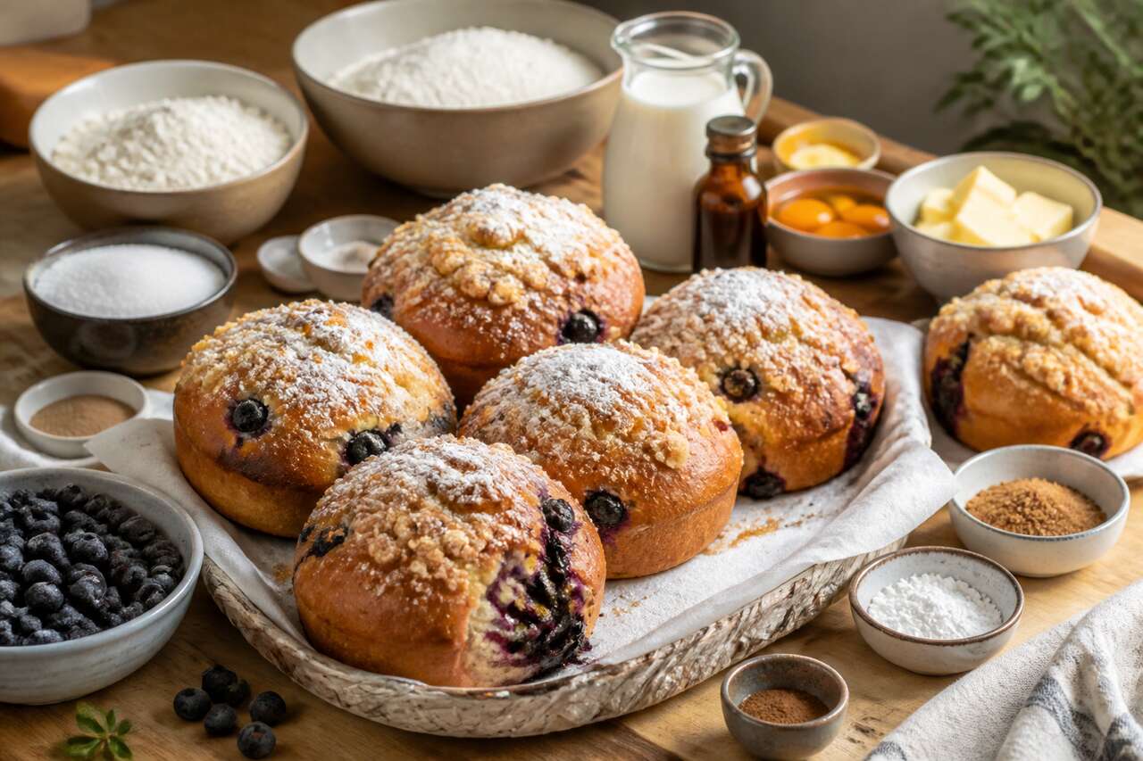 Recette de brioches streusel aux myrtilles