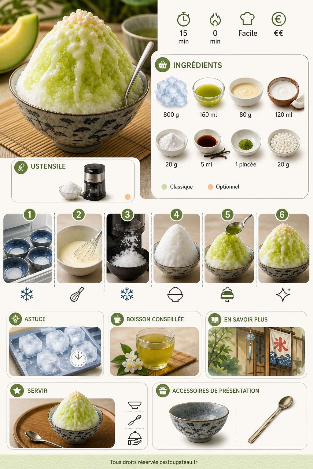 Fiche recette Recette de kakigori au melon Fiche recette Recette de kakigori au melon