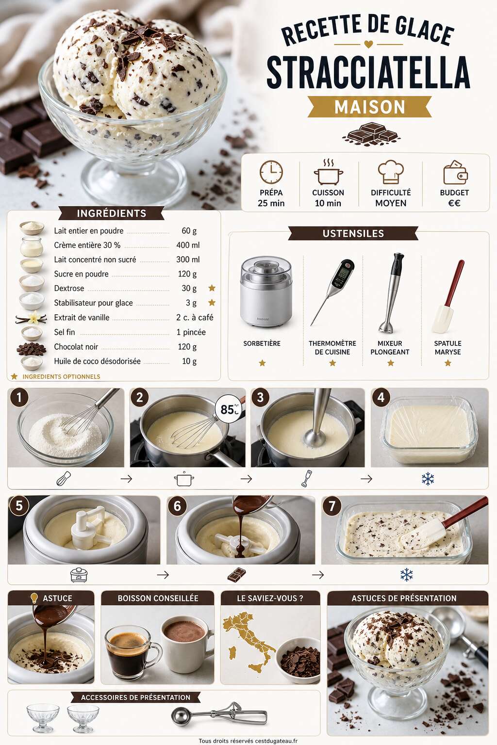 Fiche recette Recette de glace stracciatella maison Fiche recette Recette de glace stracciatella maison