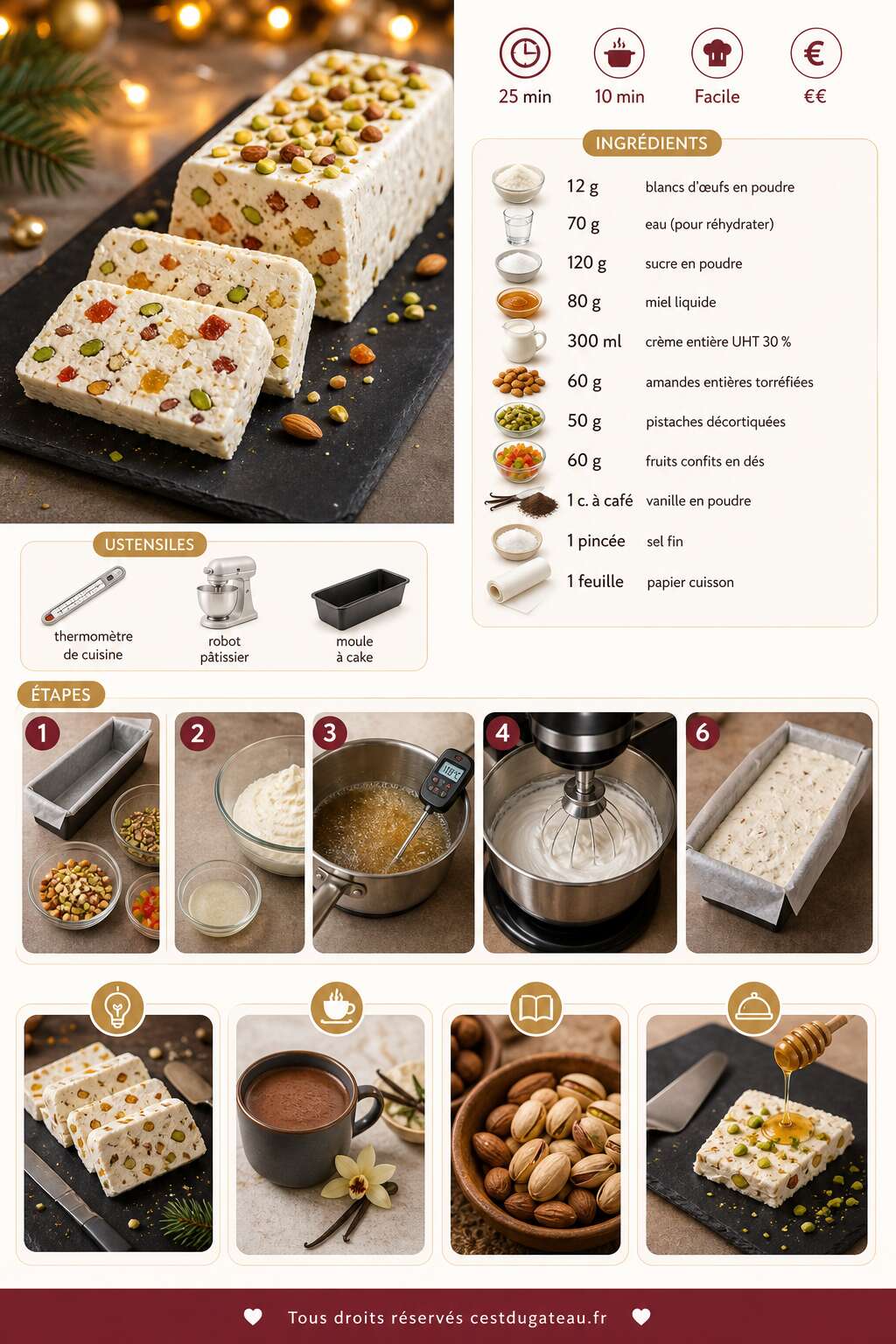 Fiche recette Recette de nougat glacé maison facile et gourmand Fiche recette Recette de nougat glacé maison facile et gourmand
