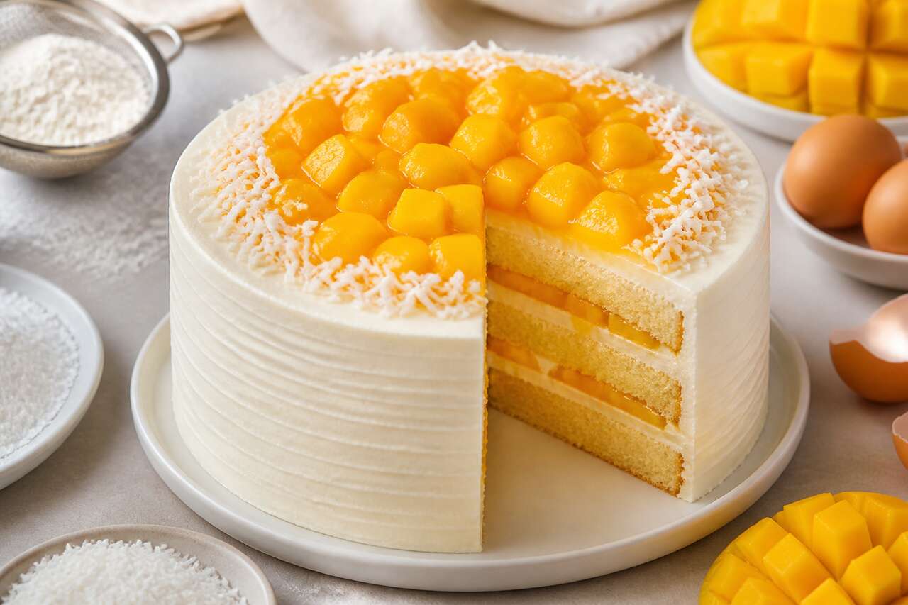 Recette du layer cake vanille et mangue