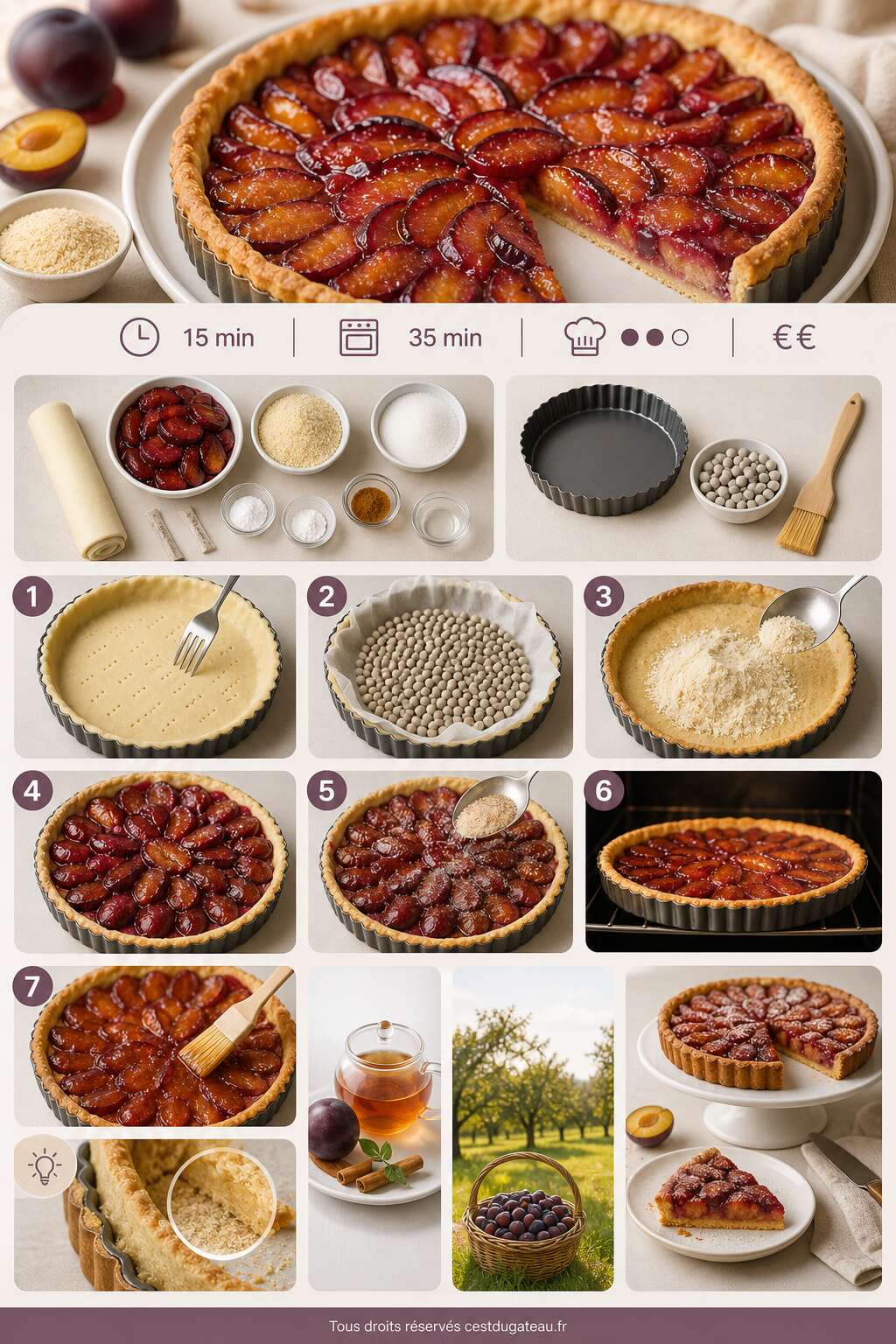 Fiche recette Tarte aux prunes maison facile : recette et astuces