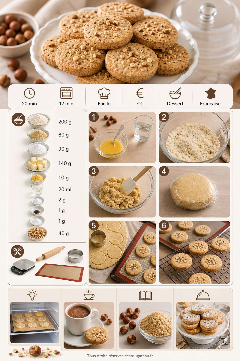 Fiche recette Recette de sabl&eacute;s aux noisettes croustillants et fondants