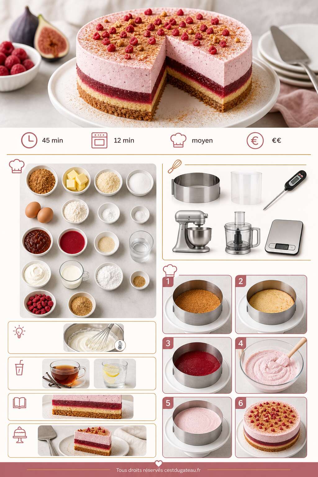 Fiche recette Recette d'entremets aux figues et framboises Fiche recette Recette d'entremets aux figues et framboises