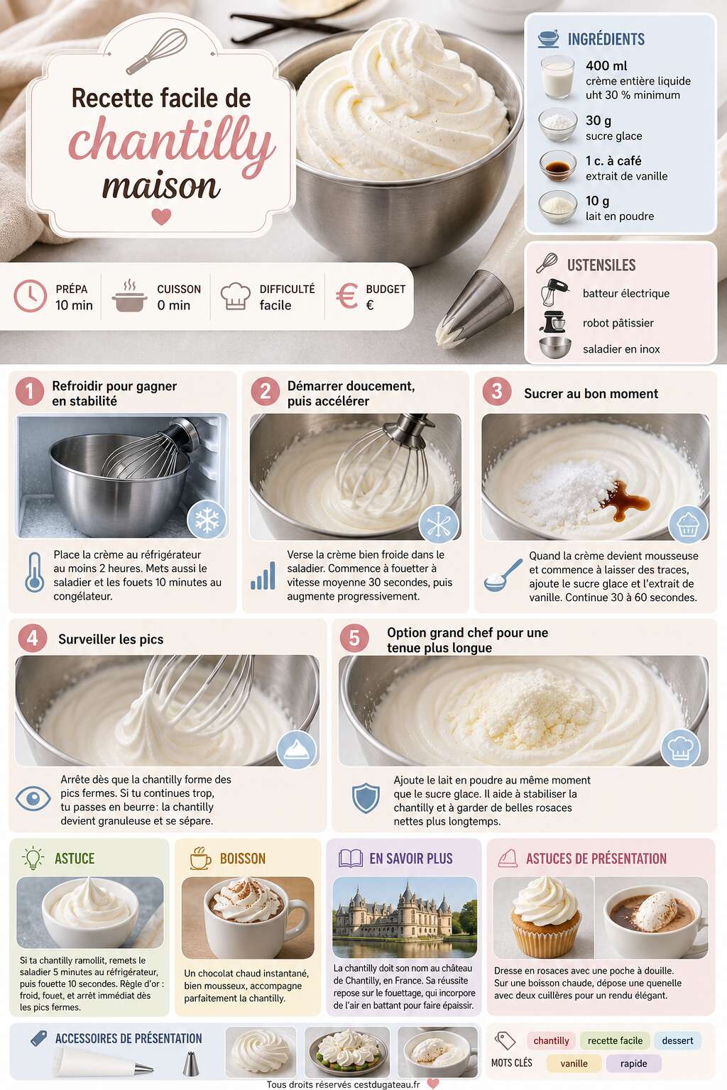 Fiche recette Recette facile de chantilly maison Fiche recette Recette facile de chantilly maison