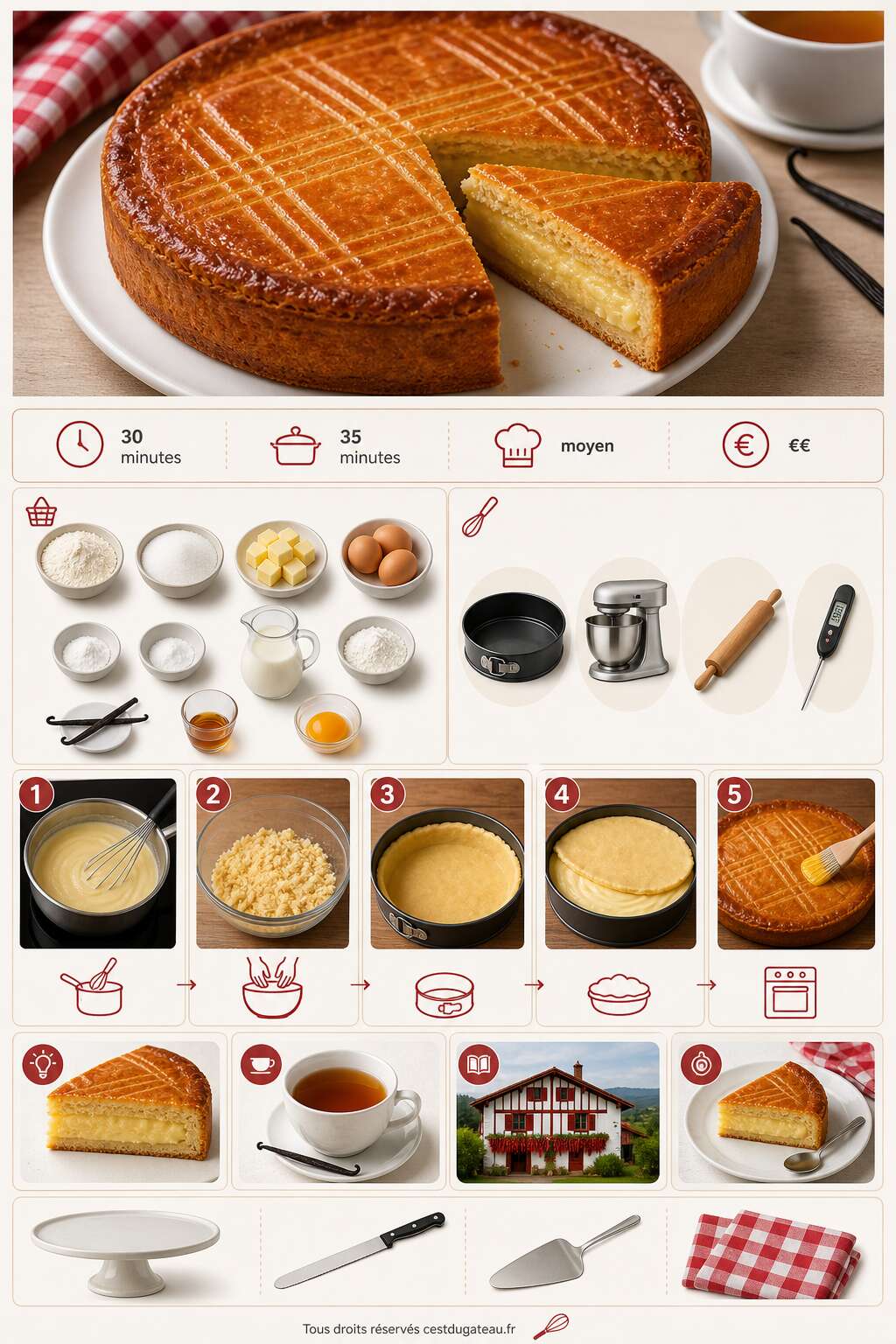 Fiche recette Recette du g&acirc;teau basque traditionnel