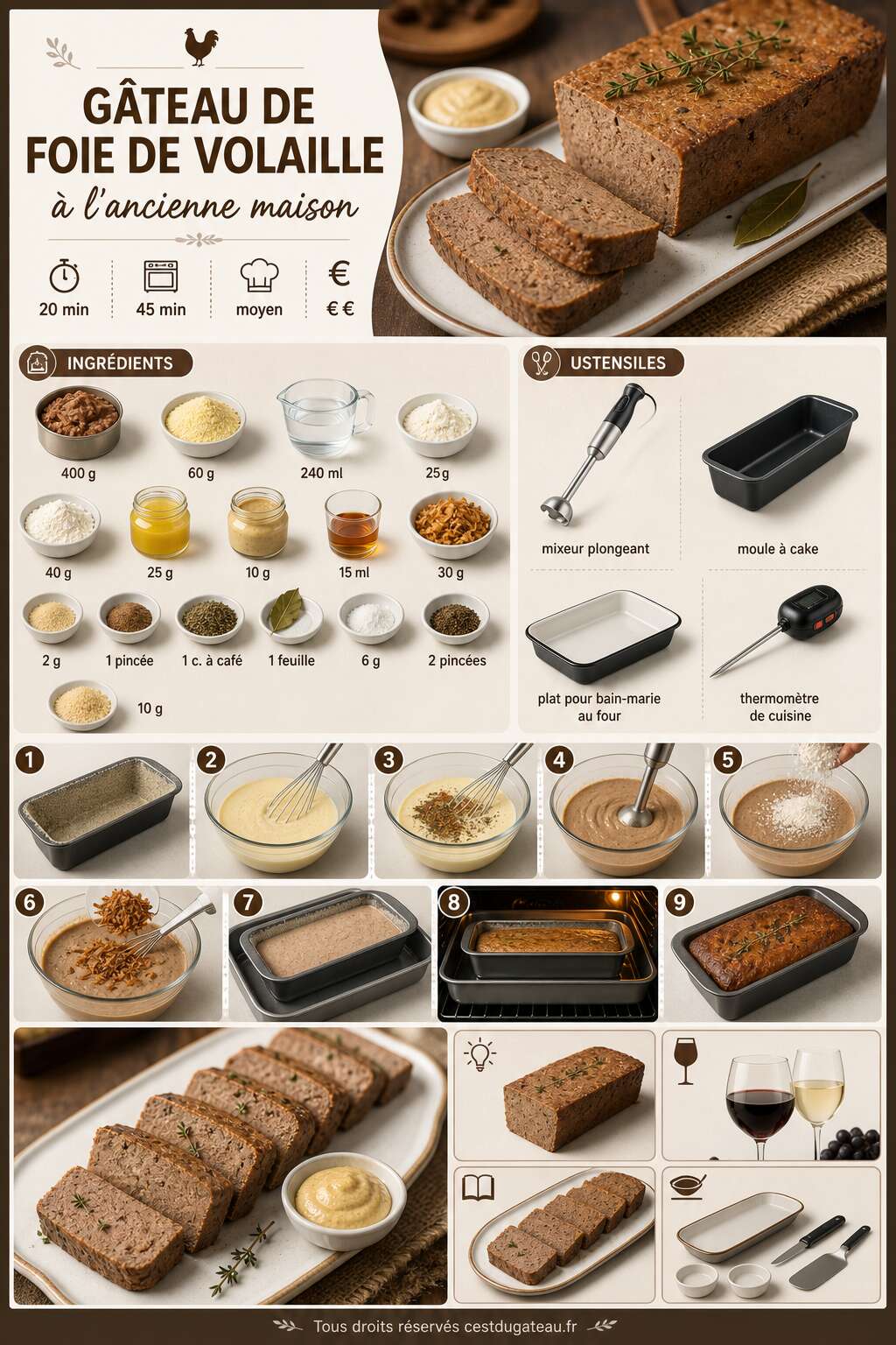Fiche recette Recette gourmande : gâteau de foie de volaille à l'ancienne maison Fiche recette Recette gourmande : gâteau de foie de volaille à l'ancienne maison