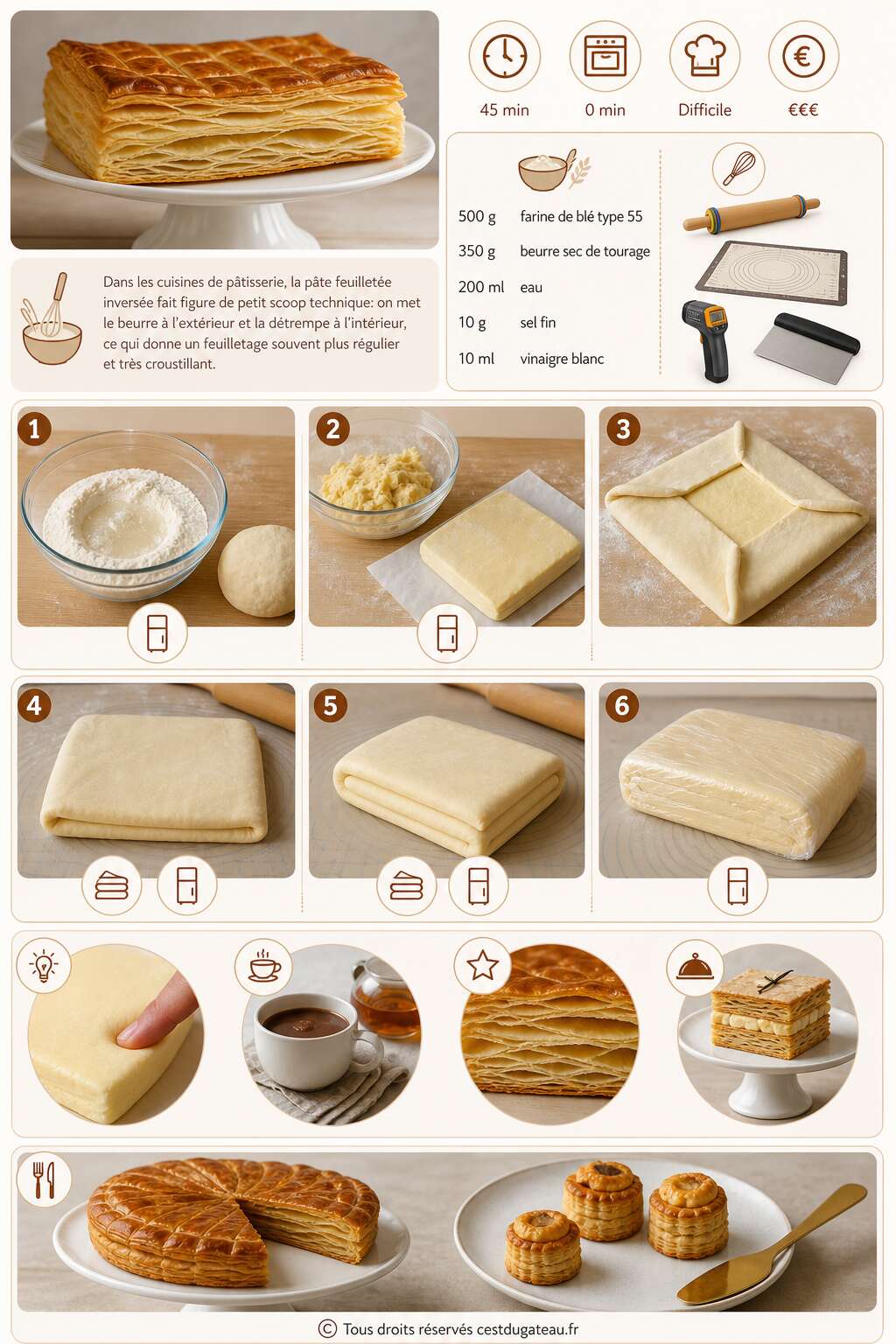 Fiche recette Recette de pâte feuilletée inversée maison Fiche recette Recette de pâte feuilletée inversée maison