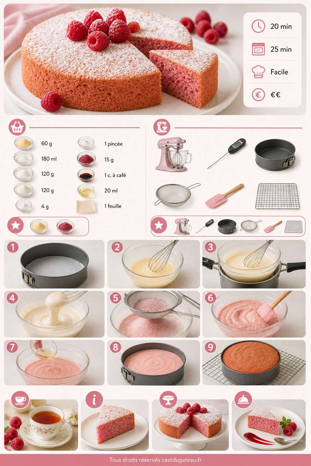 Fiche recette Comment r&eacute;ussir une g&eacute;noise framboise inratable : recette facile et savoureuse