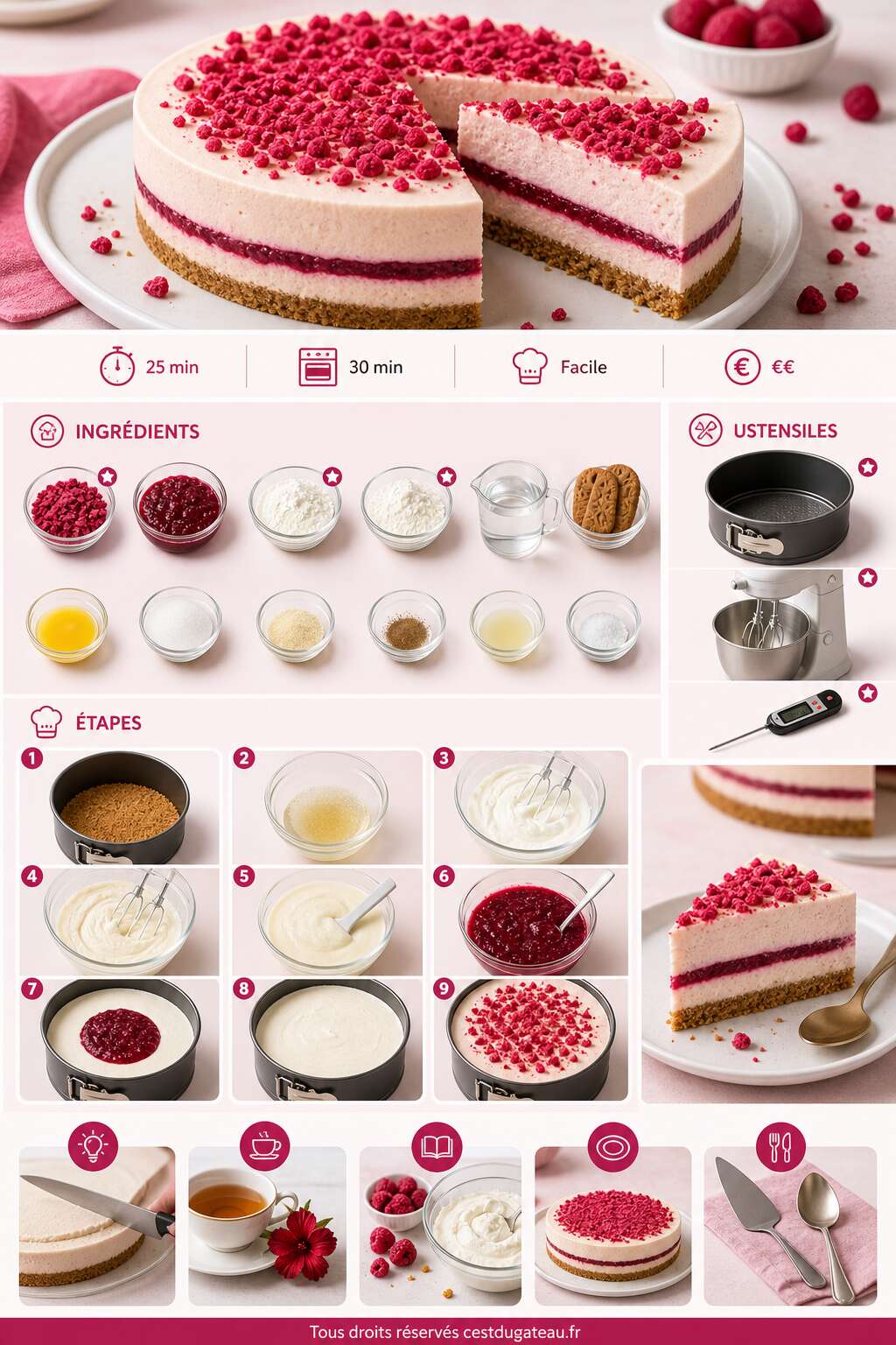 Fiche recette Recette facile de gâteau framboise mascarpone : un délice crémeux à découvrir Fiche recette Recette facile de gâteau framboise mascarpone : un délice crémeux à découvrir