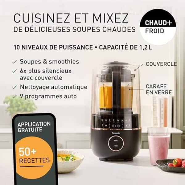 Découvrez notre test du blender chauffant Panasonic MX-HG4401KXE : puissance, polyvalence et qualité. Caractéristiques, avantages et performances détaillées.