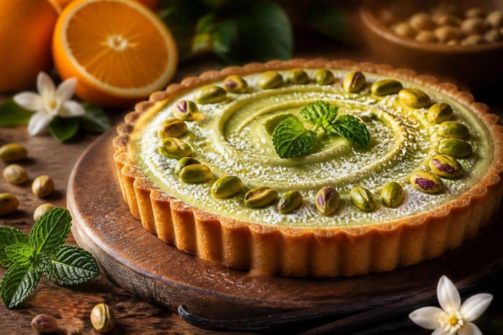 Recette de tarte à la pistache et à la fleur d'oranger