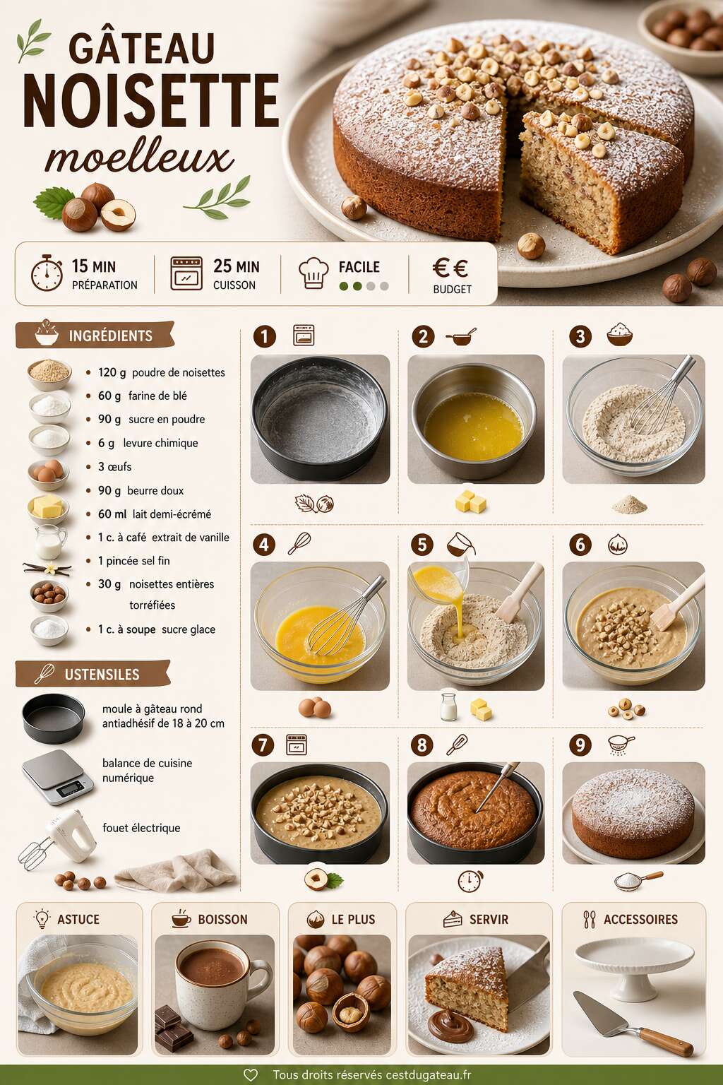 Fiche recette Recette g&acirc;teau noisette moelleux : astuces pour un dessert irr&eacute;sistible