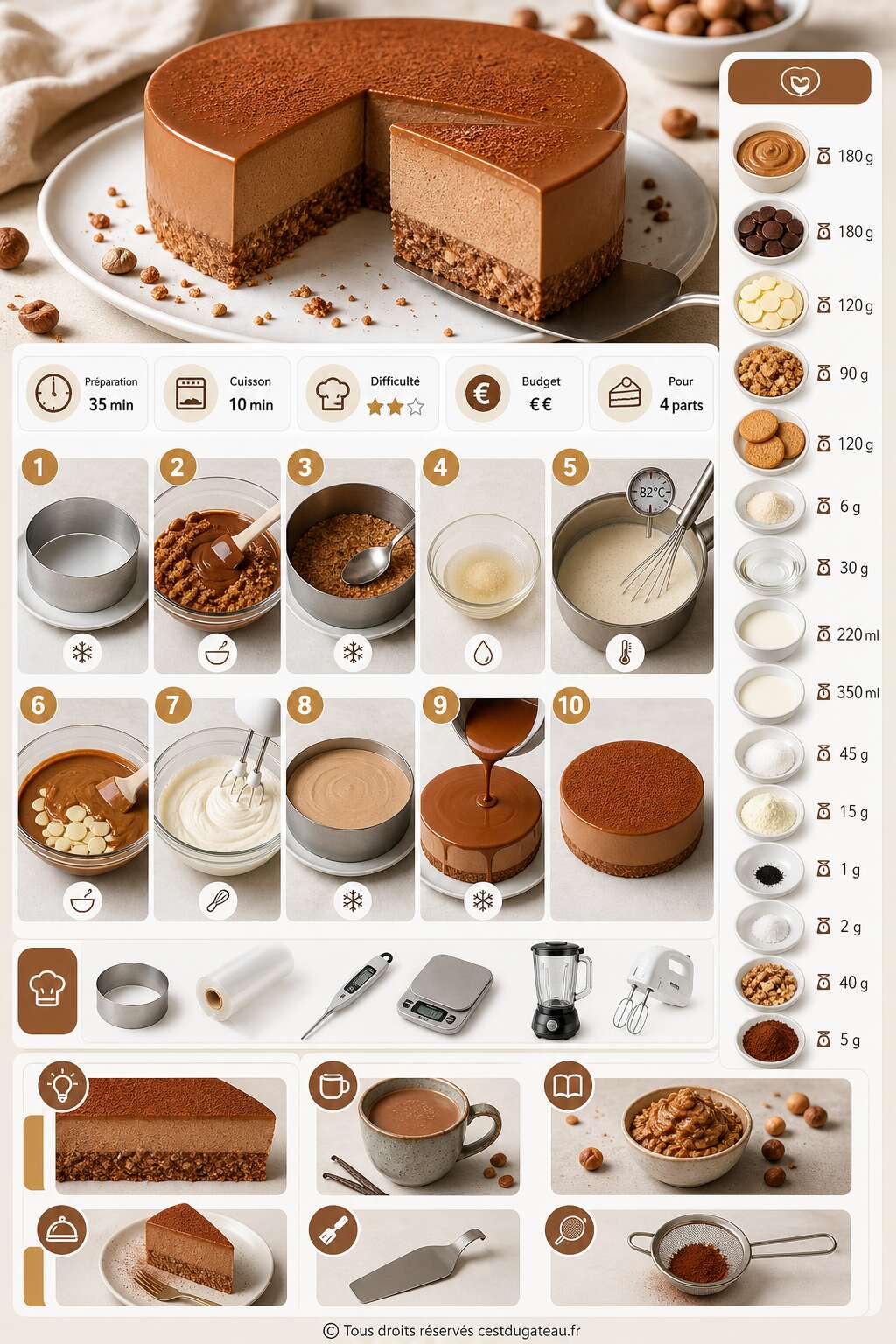 Fiche recette Recette d'entremets praliné fondant et gourmand Fiche recette Recette d'entremets praliné fondant et gourmand