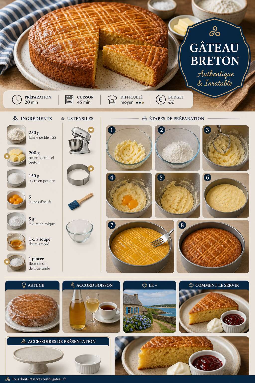 Fiche recette Comment r&eacute;ussir une recette de g&acirc;teau breton authentique ?