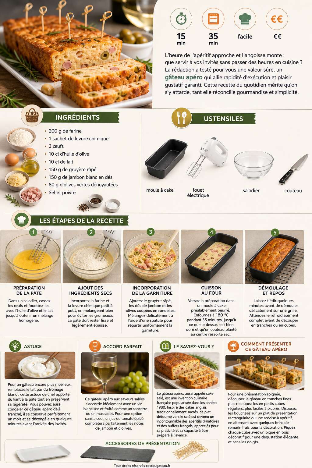 Fiche recette D&eacute;couvre la recette de g&acirc;teau ap&eacute;ro rapide et facile !