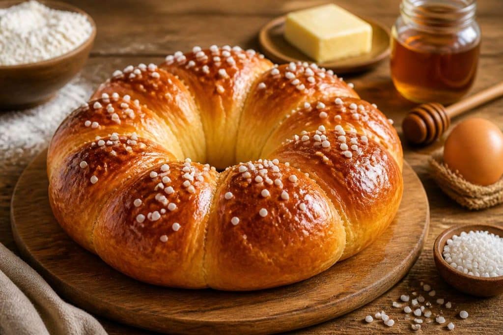 Recette de la couronne briochée au miel