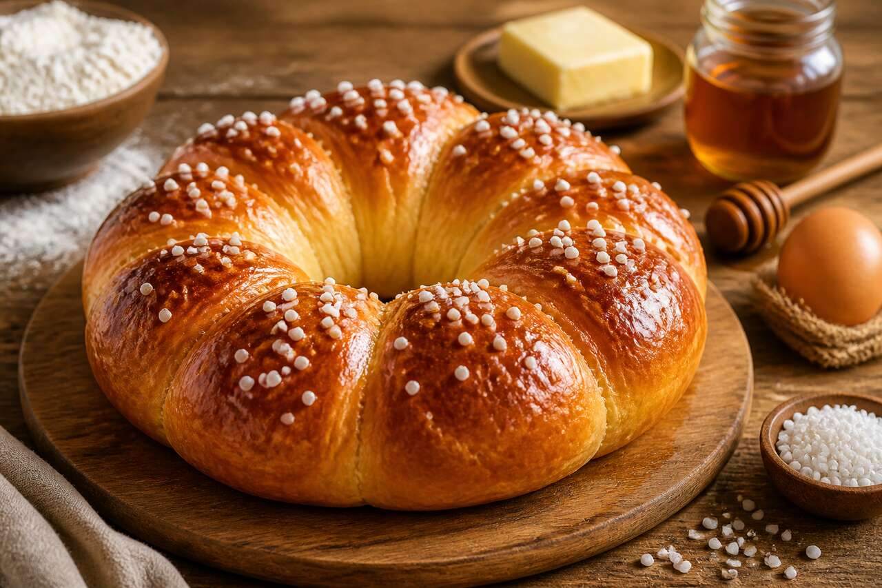 Recette de la couronne briochée au miel