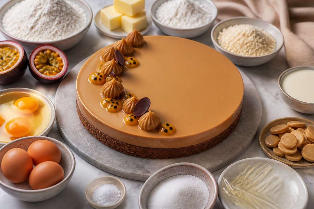Recette de tarte passion et chocolat Dulcey