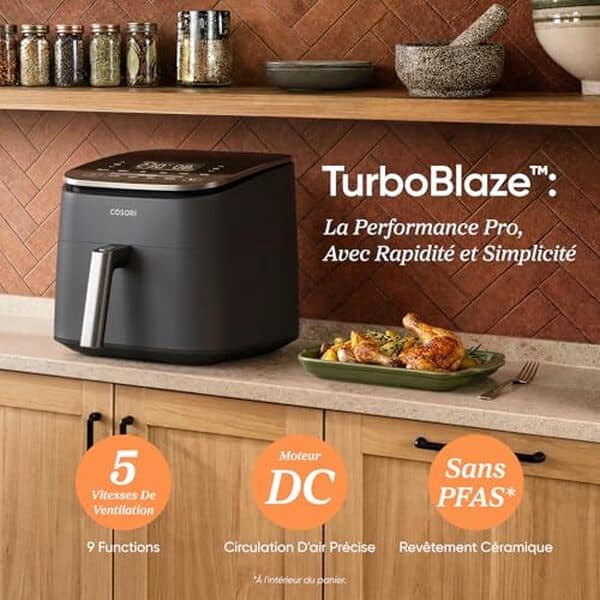 Découvrez notre test détaillé de la friteuse à air COSORI Turboblaze : performances, consommation énergétique et verdict final pour bien choisir votre appareil.