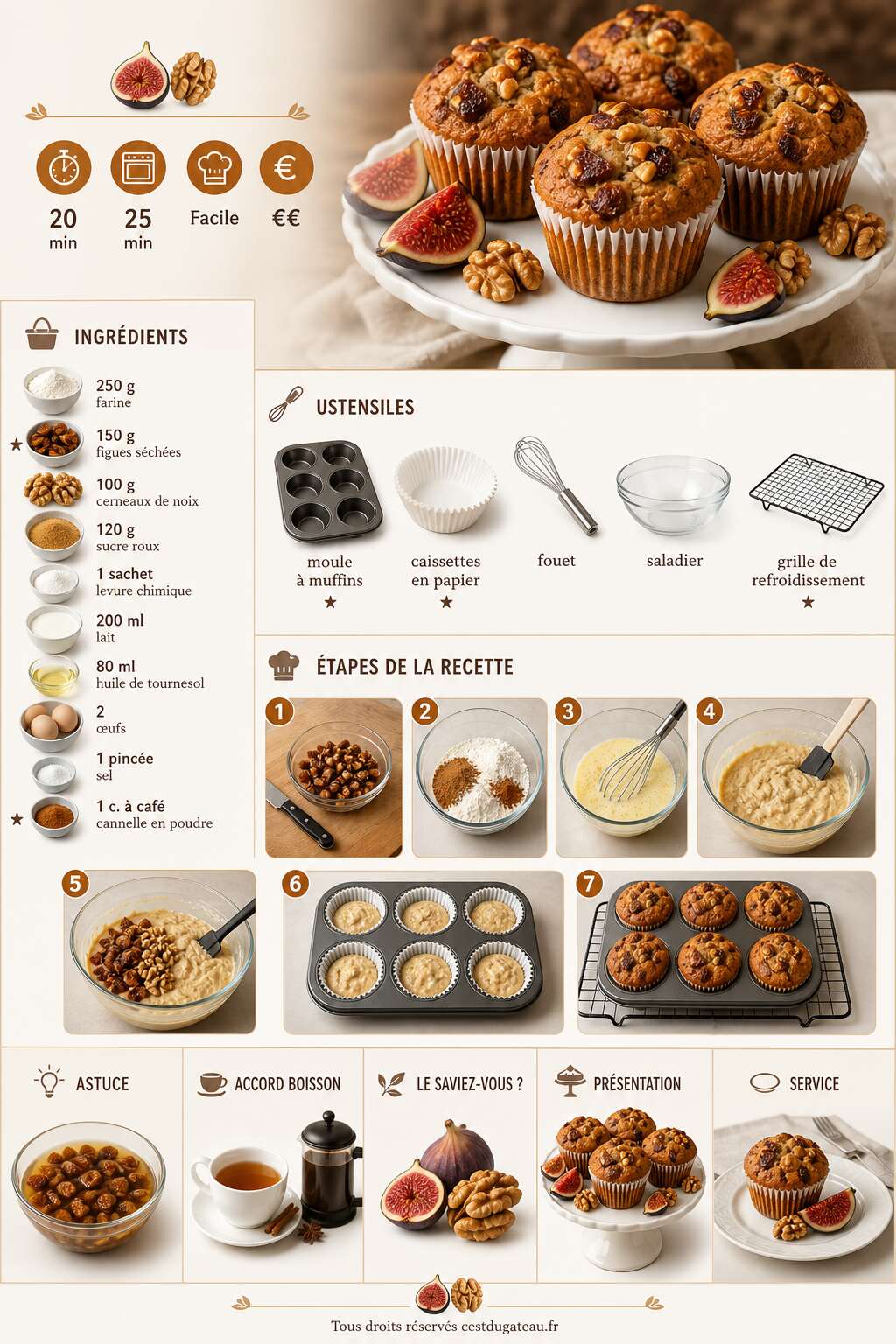 Fiche recette Recette de muffins aux figues et aux noix Fiche recette Recette de muffins aux figues et aux noix