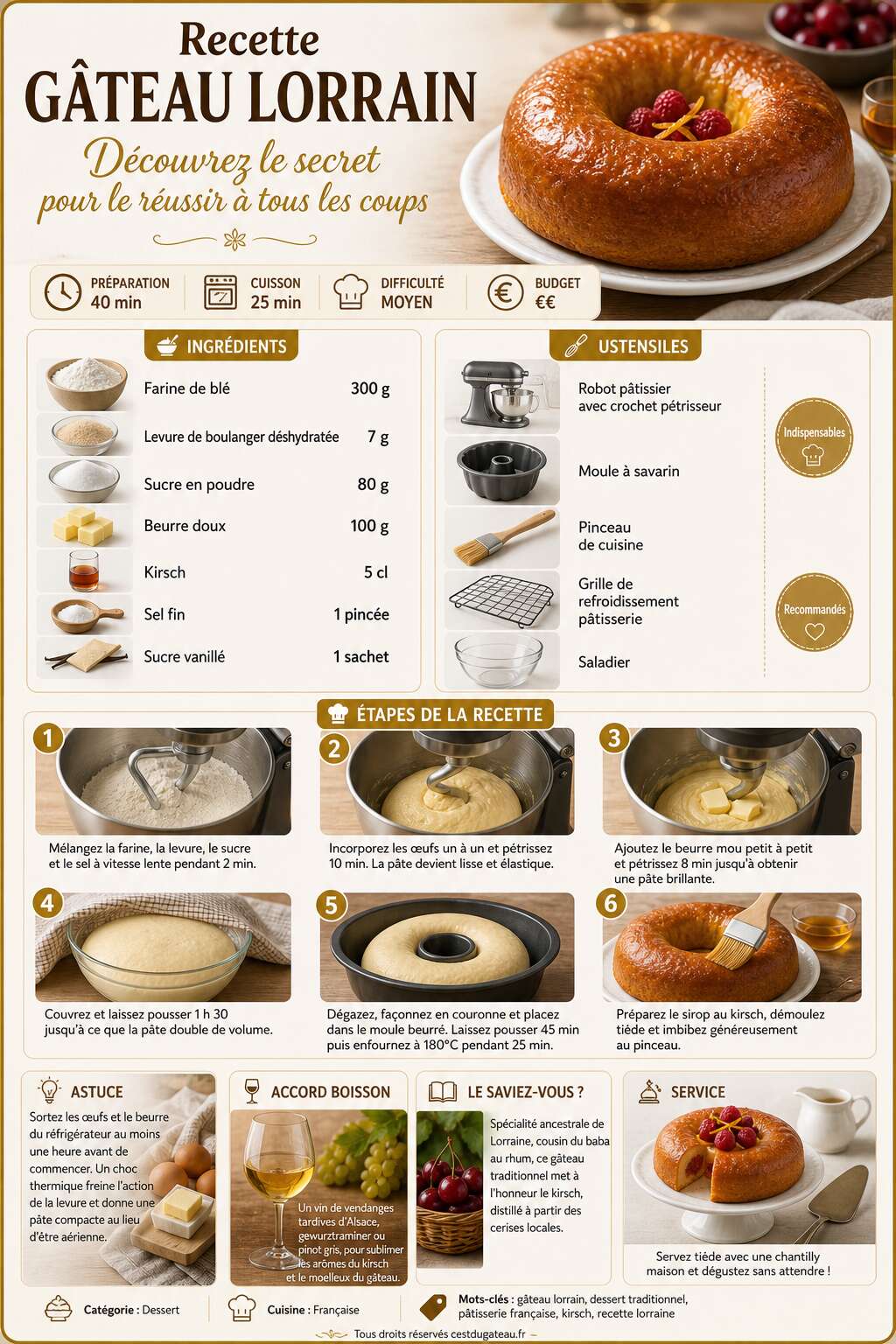Fiche recette Recette gâteau lorrain : découvrez le secret pour le réussir à tous les coups Fiche recette Recette gâteau lorrain : découvrez le secret pour le réussir à tous les coups