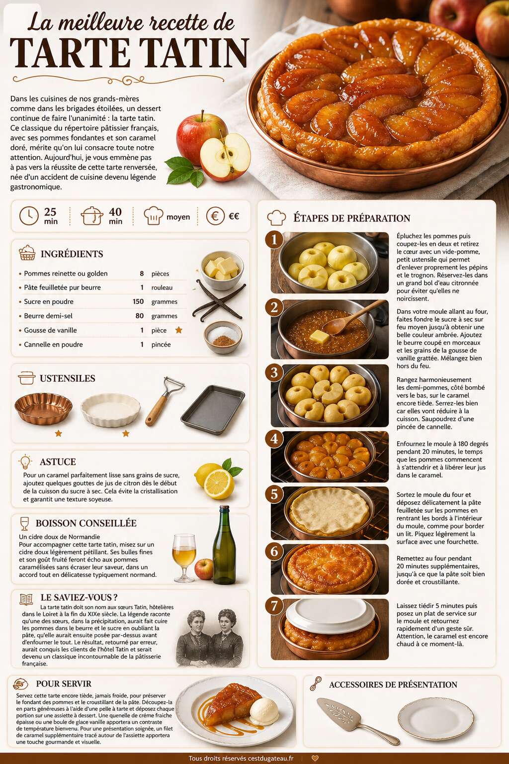 Fiche recette La meilleure recette de tarte tatin Fiche recette La meilleure recette de tarte tatin