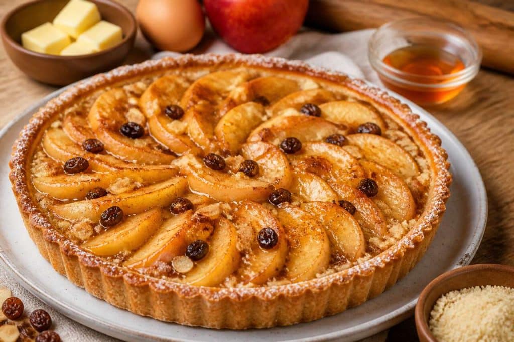 Recette de tarte aux pommes et raisins secs
