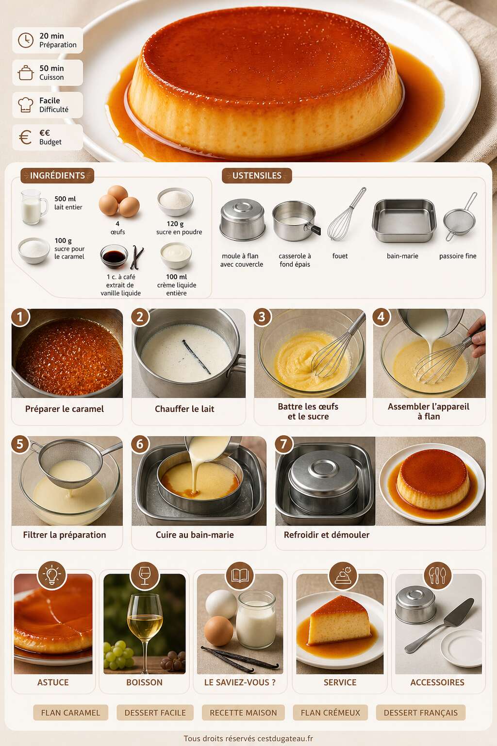 Fiche recette Recette de flan caramel crémeux maison facile Fiche recette Recette de flan caramel crémeux maison facile