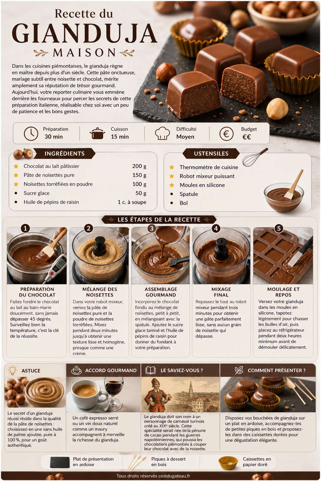 Fiche recette Recette du gianduja maison Fiche recette Recette du gianduja maison