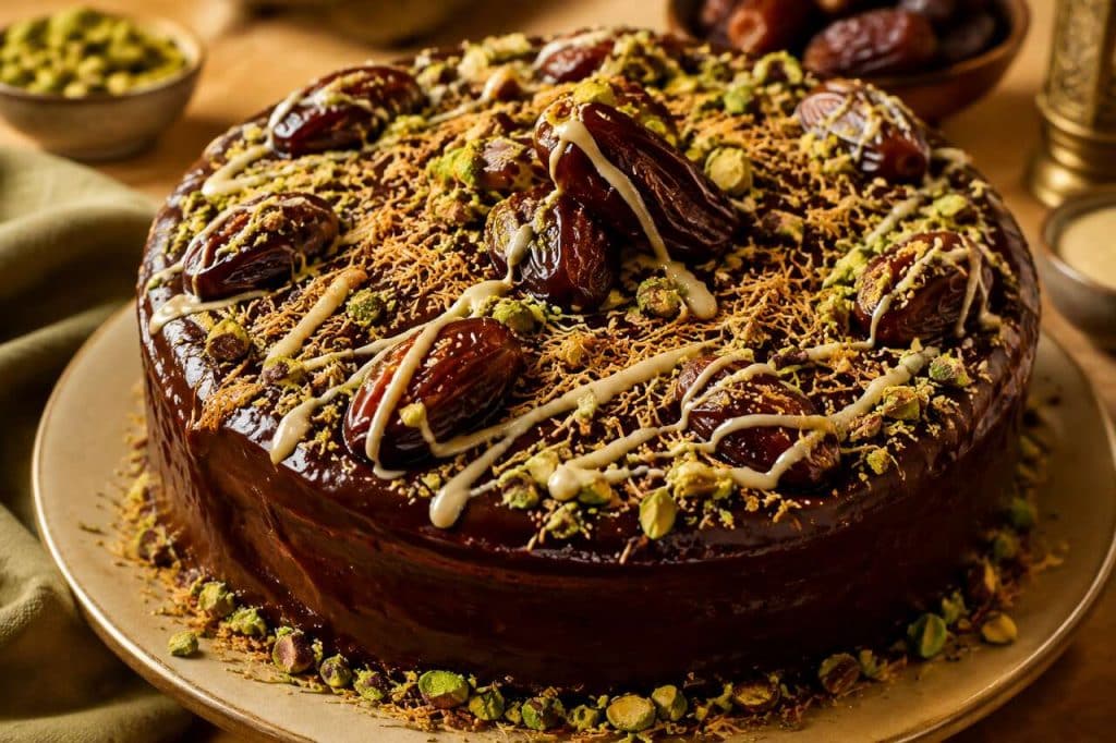 Gâteau au chocolat, dattes et pistaches : recette de Dubaï