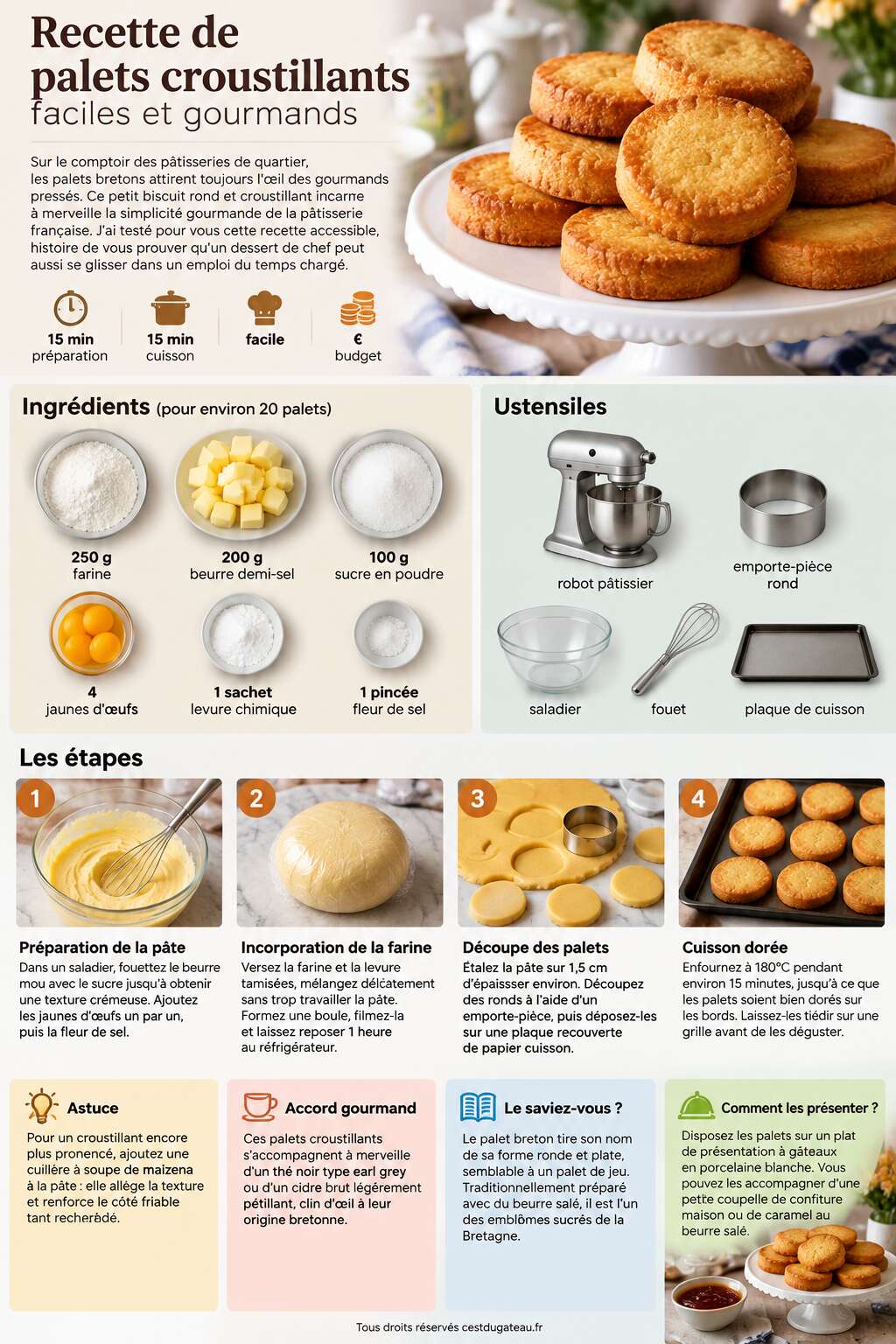 Fiche recette Recette de palets croustillants faciles et gourmands