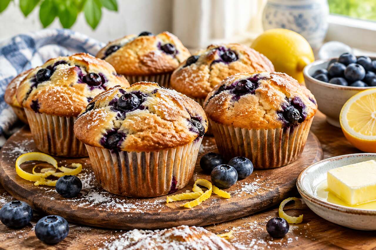 Muffins moelleux myrtille citron : recette gourmande