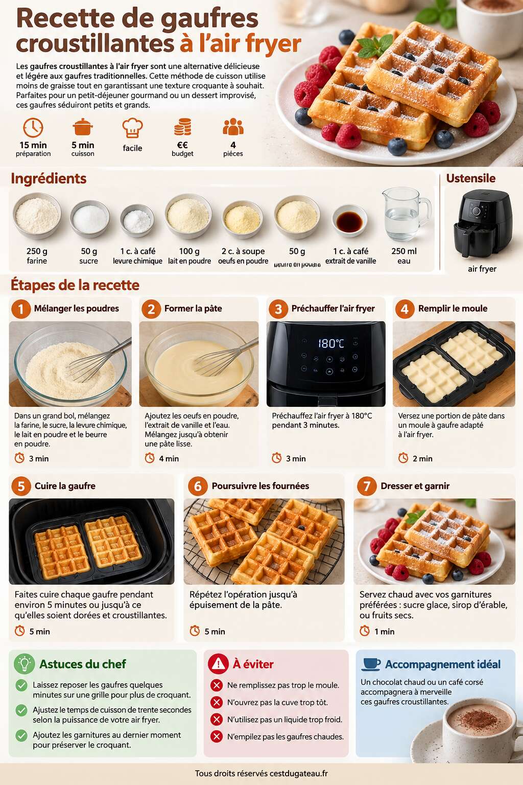 Fiche recette Recette de gaufres croustillantes &agrave; l'air fryer