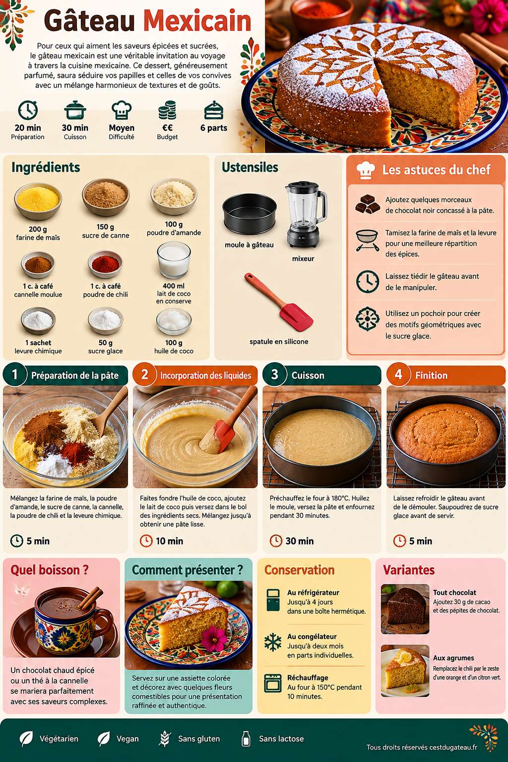Fiche recette Recette de Gâteau Mexicain Fiche recette Recette de Gâteau Mexicain