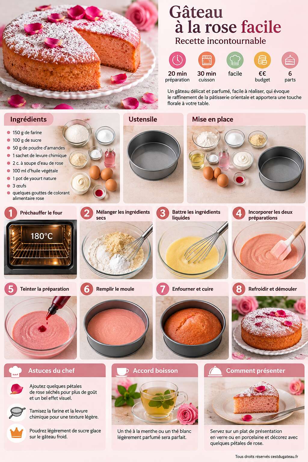 Fiche recette Gâteau à la rose facile : recette incontournable Fiche recette Gâteau à la rose facile : recette incontournable