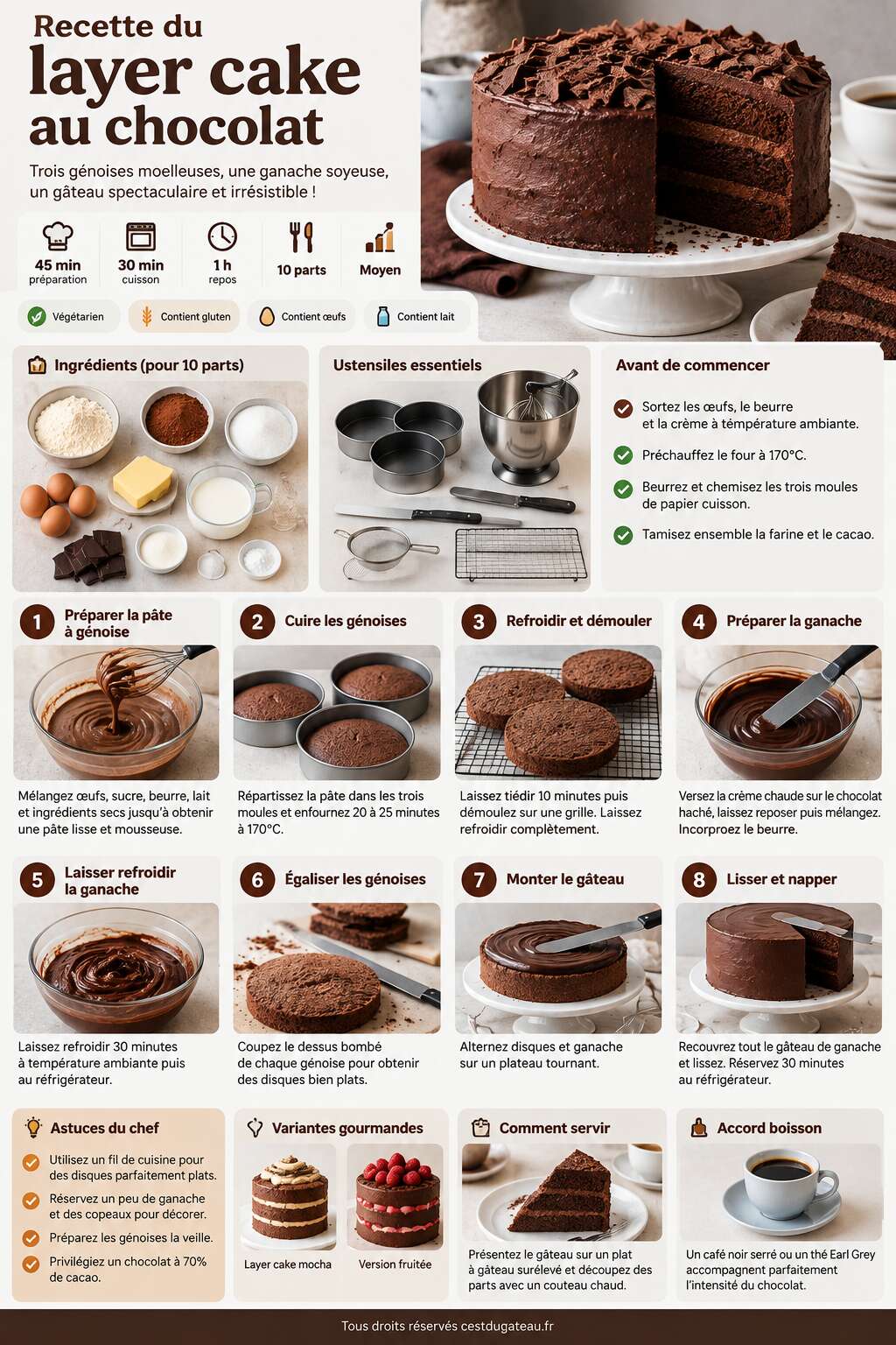 Fiche recette Recette du layer cake au chocolat Fiche recette Recette du layer cake au chocolat